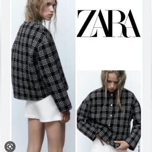 Zara TEXTURED WEAVE QUILTED JACKET Size Medium